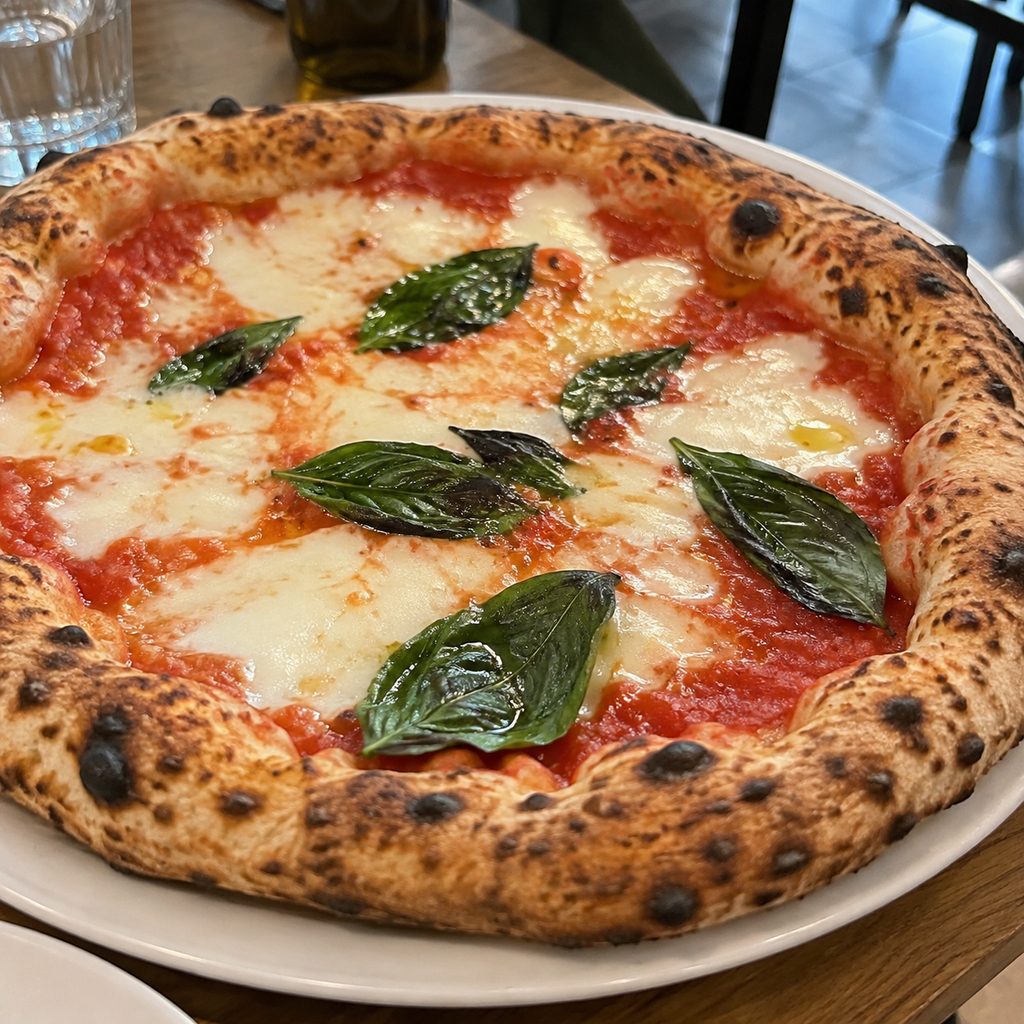 Fresh margherita from the wood-fired oven