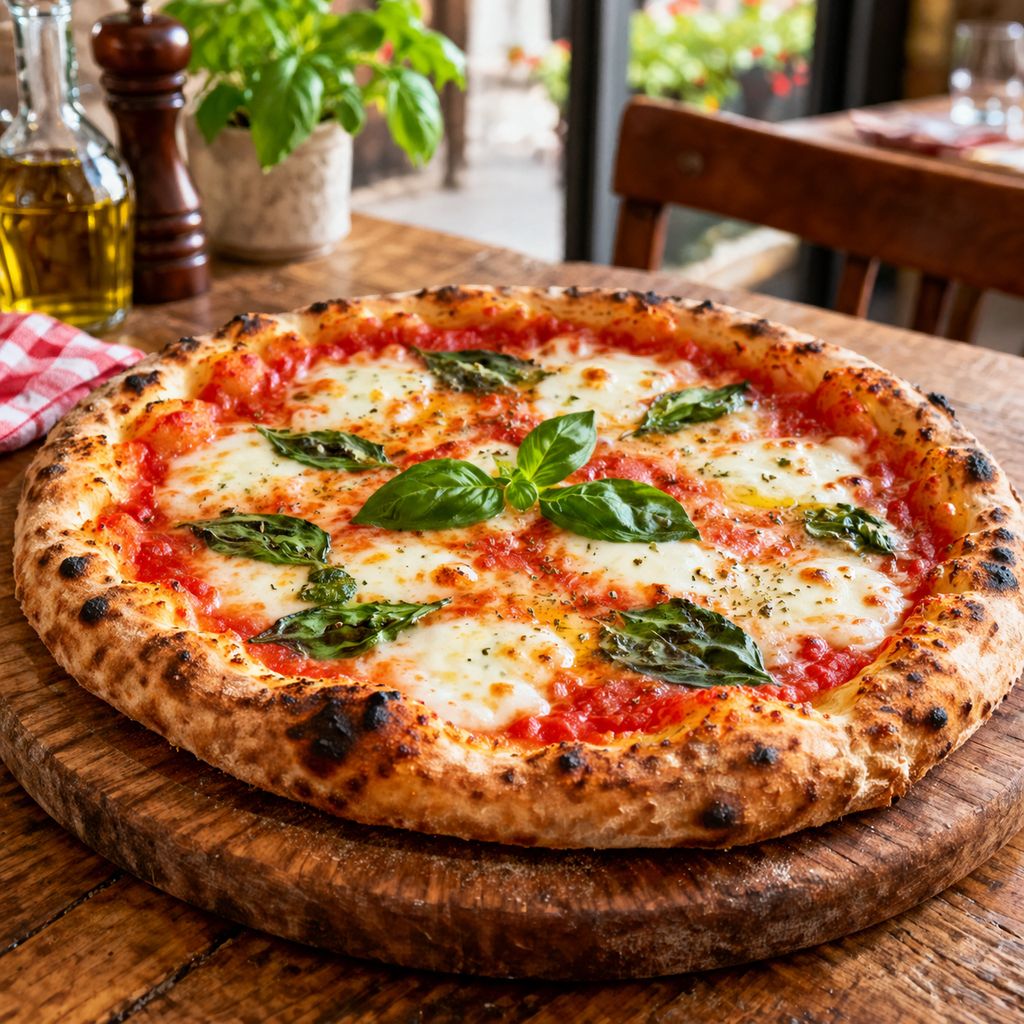 Fresh pizza from the oven
